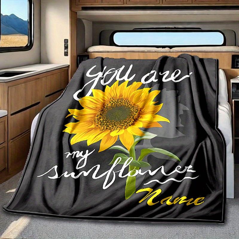 Sunflower Blanket Personalized Name Soft Comfortable Stylish Blanket Car Blanket Perfect For Travel Camping Outdoor Home Suitable For All Seasons
