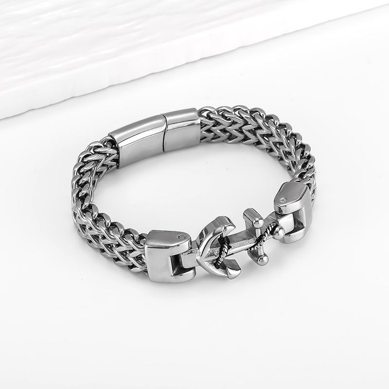Stainless Steel Double Row Cuban Link Bracelet for Men Women Polished Geometric Style 12mm Width Jewelry