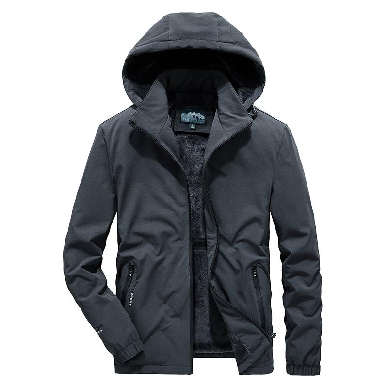 Autumn and Winter New Fleece Jacket Men's Casual Outdoor Hooded Large Size Elastic Jacket Jacket