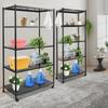 Carbon Steel 5 Tier Black Storage Rack,60x35x160/90x40x160cm Adjustable Freestanding     Storage Rack with 4 Wheels for Garages