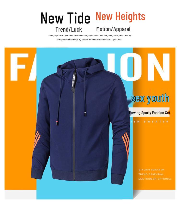 Men's Hooded Sportswear Set - Spring/Autumn Casual Running & Fitness Outfit, Ideal for Students and Groups