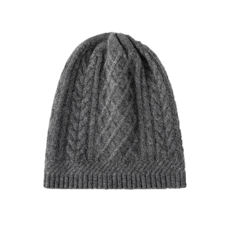 Cashmere Hat Autumn and Winter New Men's and Women's Casual Ear Hat Cable Fashion Knitted Baotou Hat