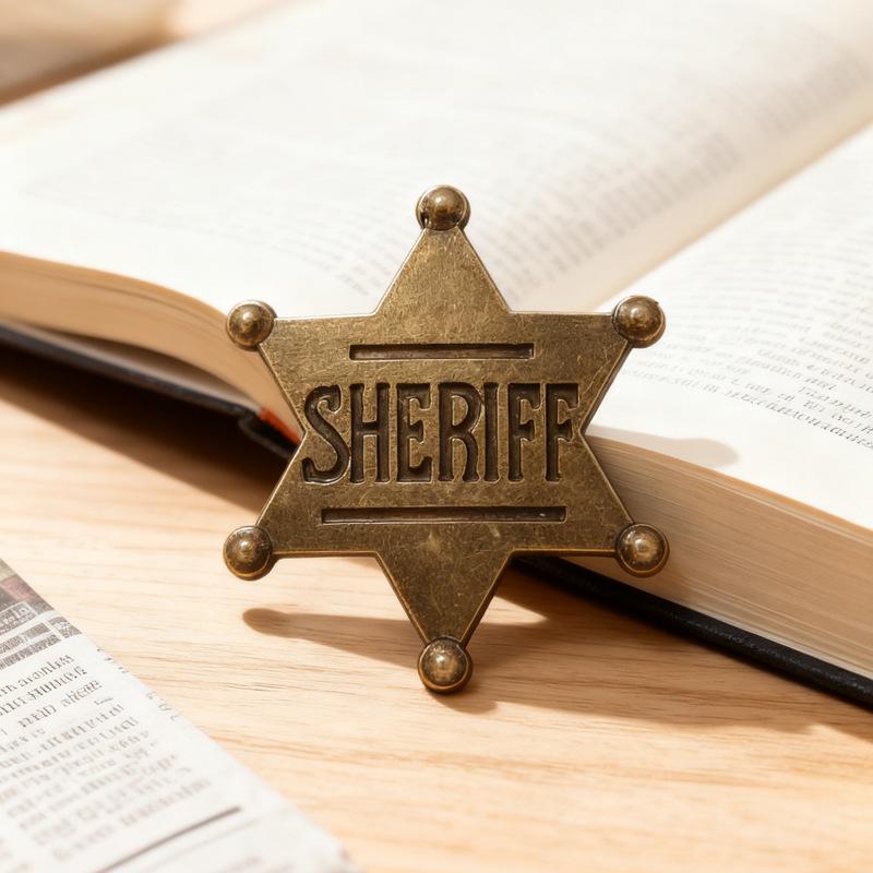 United States Governor s Honor Cap Badge Sheriff s Badge Glossy Pin Six-Pointed Star Badge 3CM*5CM
