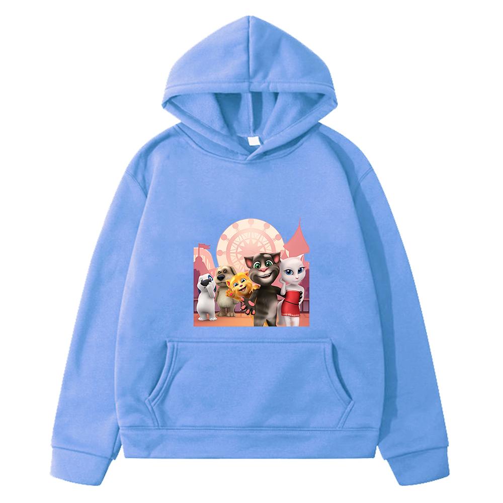 Christmas Talking tom cat print Kawaii hoodies boy jacket pullover y2k sudadera anime hoodie Fleece sweatshirt kids clothes girl+ Christma