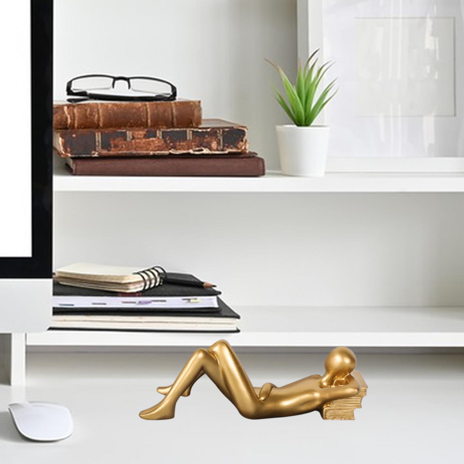 

Abstract Thinker Statue Golden Tabletop Art Desk Modern Ornament Decoration for Office Libraries Bookshelf Restaurant Study