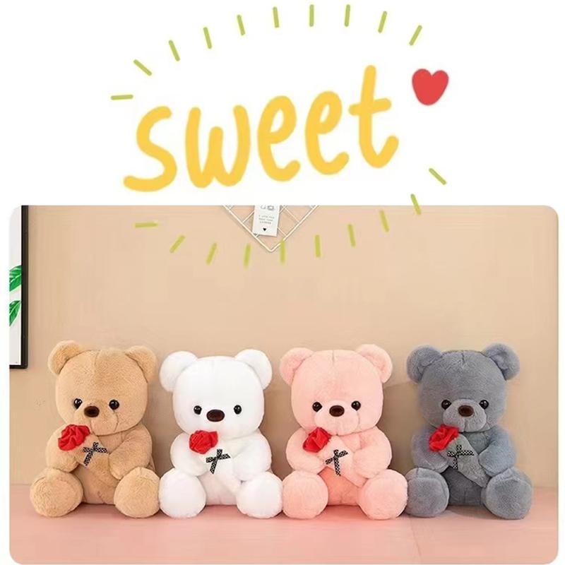 Valentines Gift Wedding Rose Bear Plush Toy 25cm Softly Stuffed for Sweet Moments