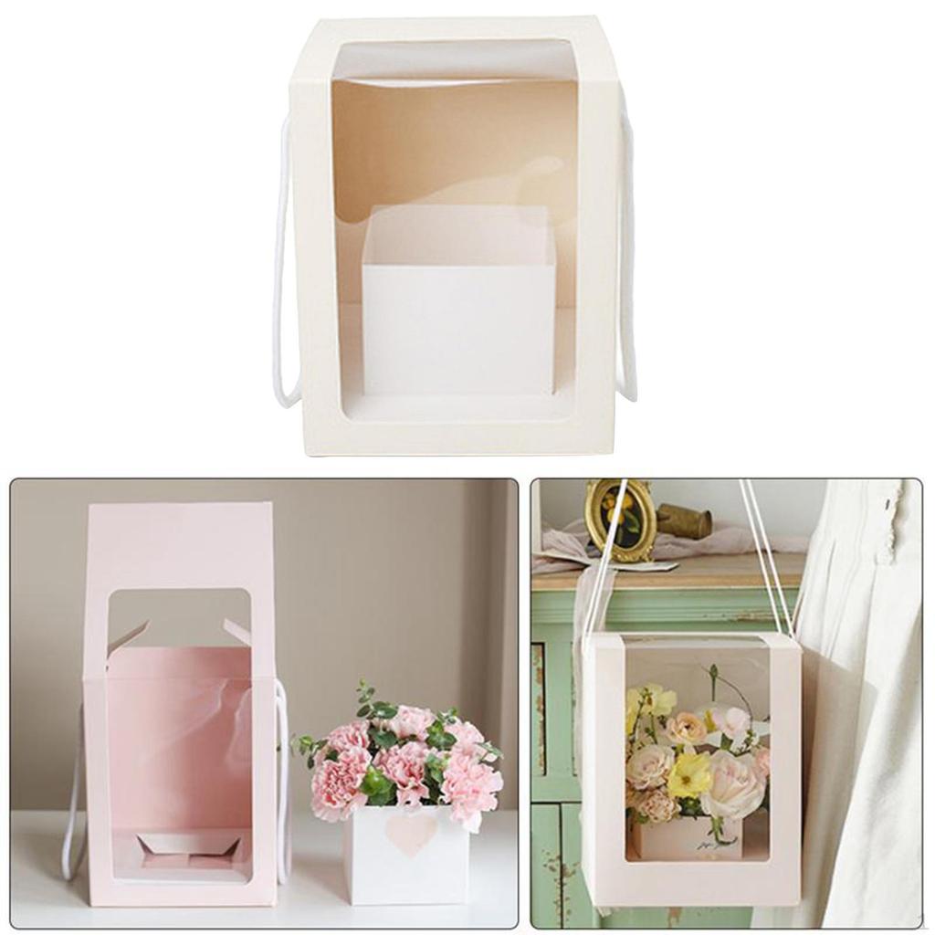 Flower Gift Paper Packaging Boxes Clear Window Wedding Baby Shower Favors