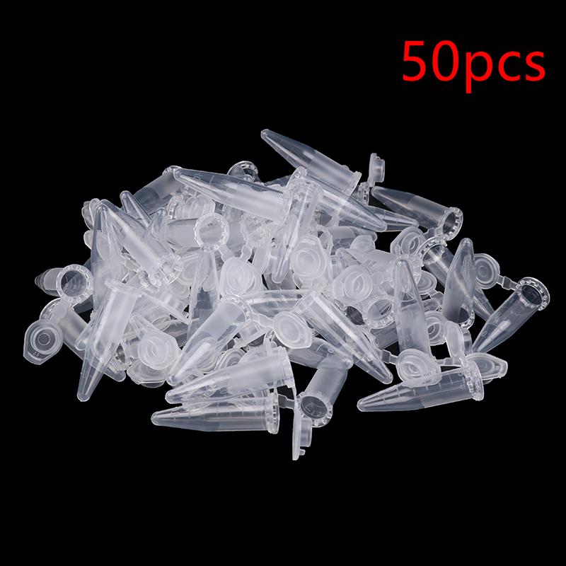 50Pcs 1.5 Ml Laboratory Transparent Micro Plastic Centrifuge Tubes With Snap Lid Container Lids For Laboratory Samples