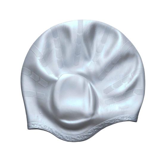 

Шапочка для плавания Большая силиконовая шапочка для плавания с 3D защитой ушей Нескользящая водонепроницаемая шапочка для купания для женщин и мужчин с длинными/короткими волосами серый