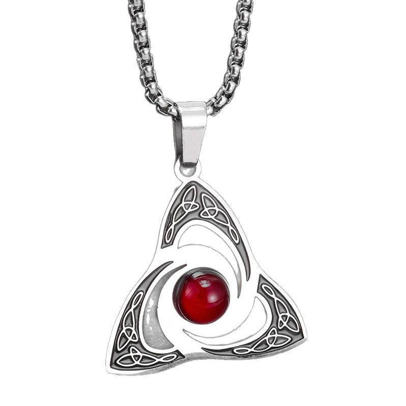 Viking Trinity Knot Pendant Titanium Steel Necklace Minimalist Couple Jewelry