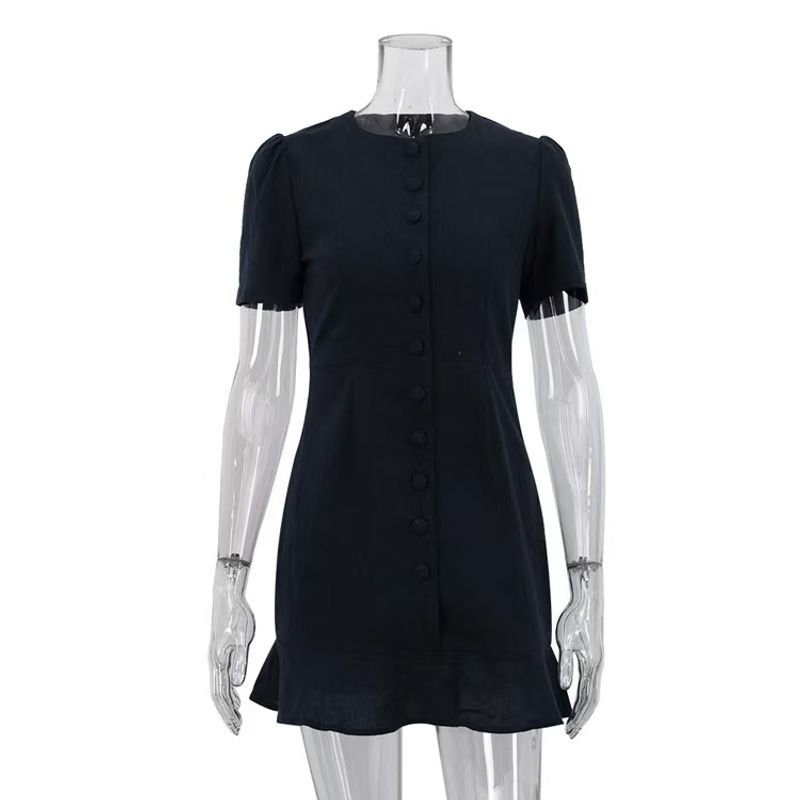 

Кардиган на одной пуговице с круглым вырезом в западном стиле, платье-футляр, подчеркивающее талию, платье одинарной варки Blue L