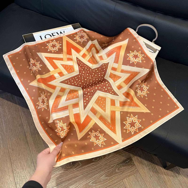 New 71 * 71cm Korean version small square scarf women's silk scarf spring and summer thin sunscreen scarf neck protection tied bag headband scarf