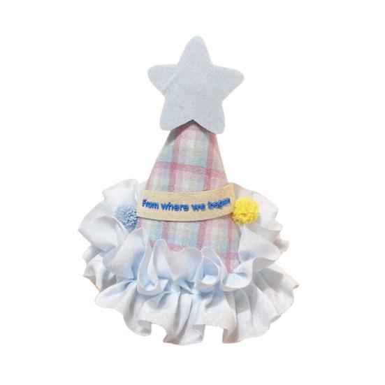 

Birthday Hat Three-Dimensional Star Decoration Plaid Mesh Lace Princess Style Headwear Party Hair Accessory Photo B