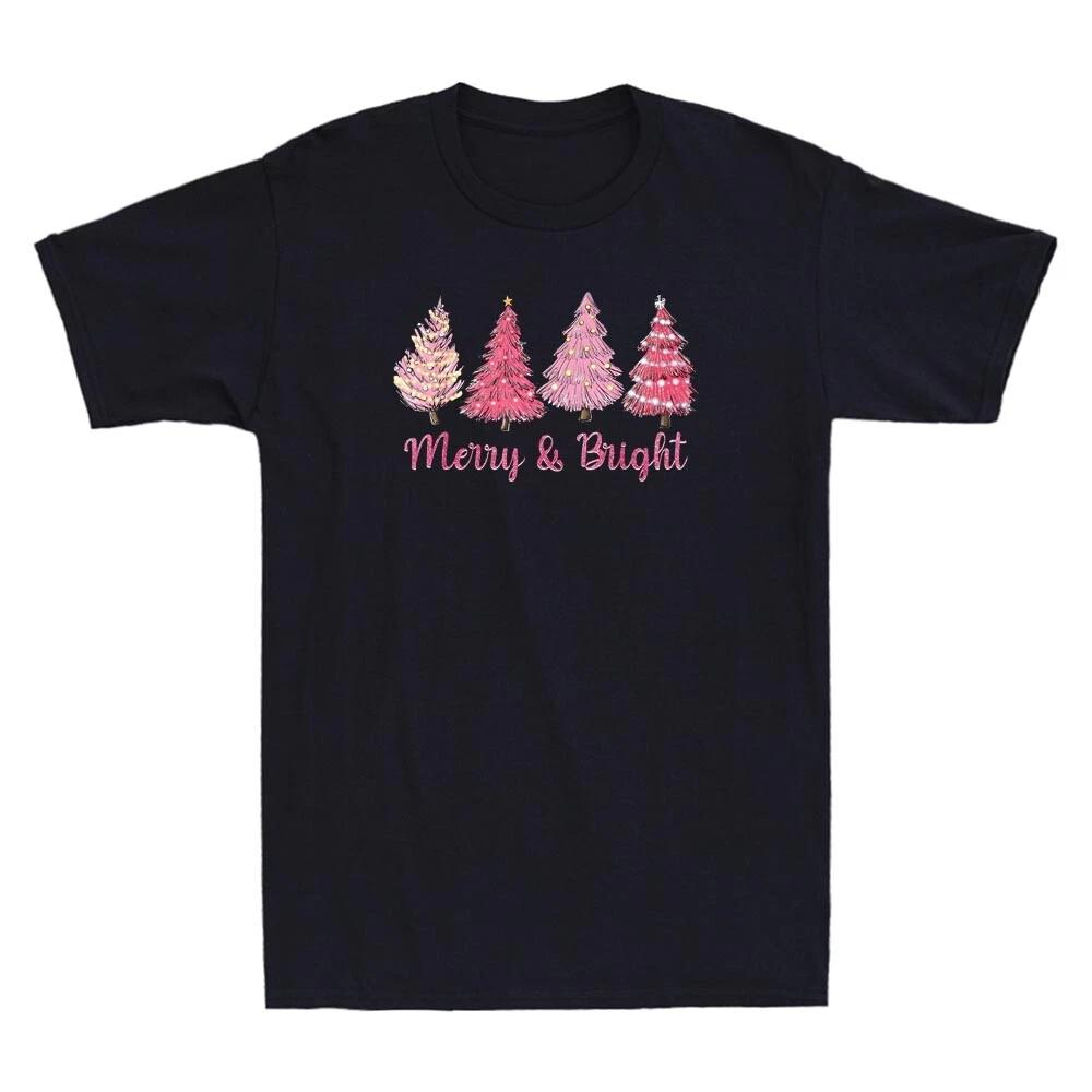 Merry and Bright Pink Christmas Tree, Pink Christmas Gift Vintage Unisex T-Shirt M
