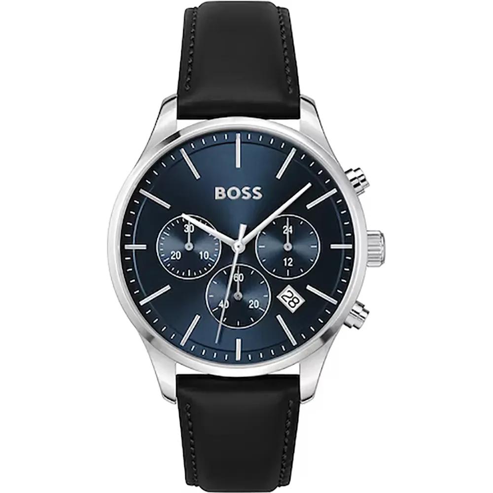 BOSS Avery Blue Dial Black Leather Men s Quartz Watch 1514156 синий