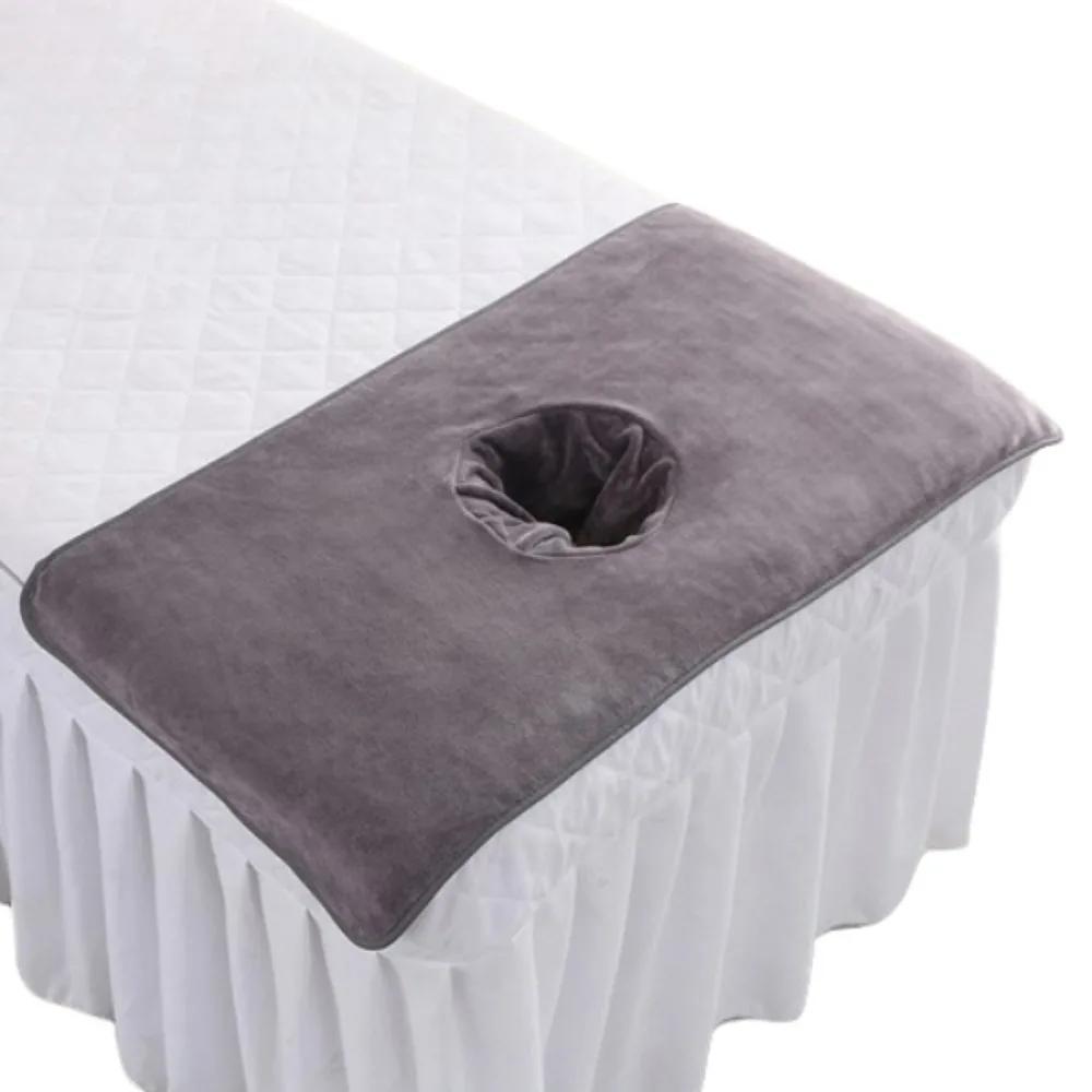 Serviette Visage Massage Épaisse Respirante Douce Serviette Salon de Beauté avec Trou Couleur Unie Coussinets Repose-Tête pour Salons de Beauté
