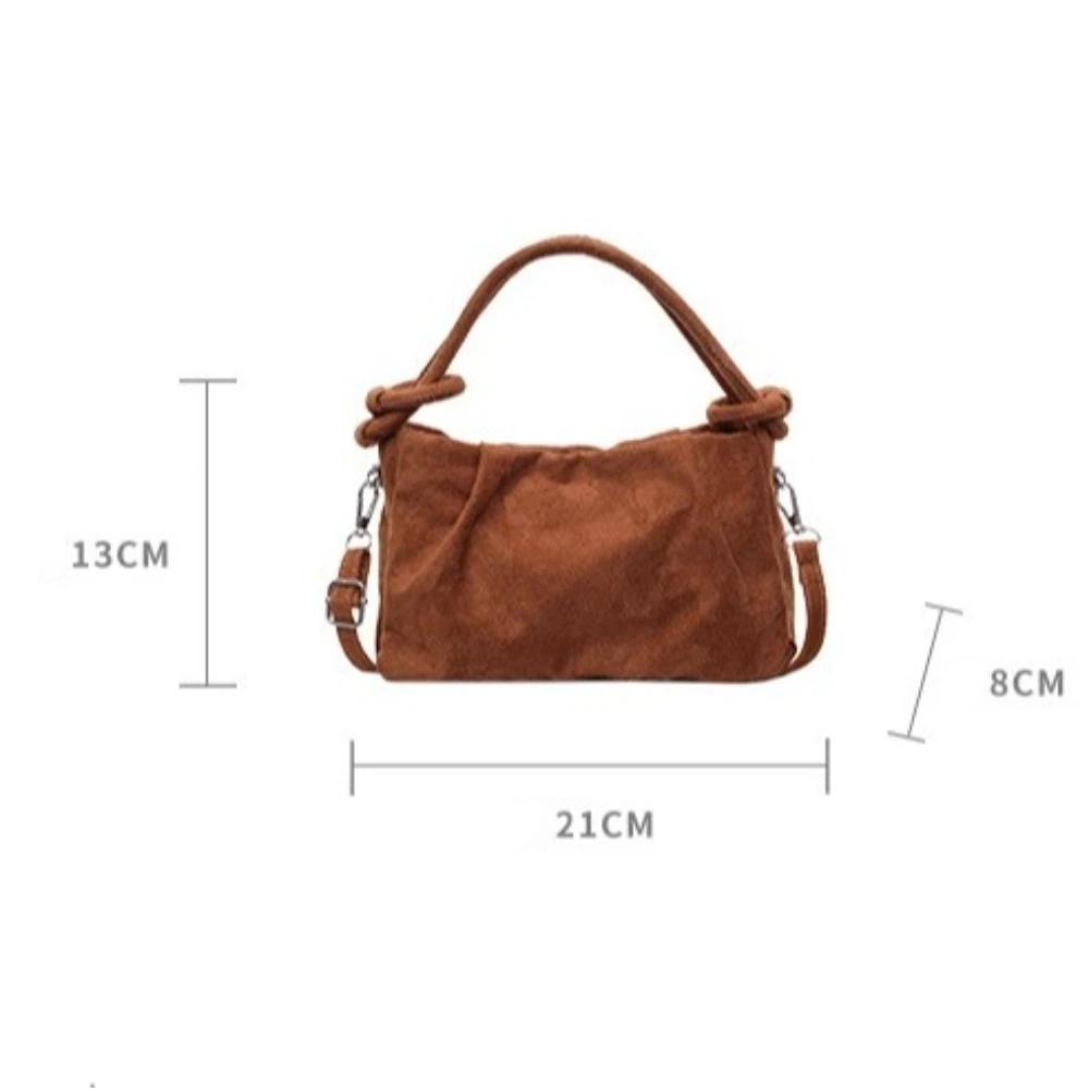Casual Suede Leather Crossbody Bag Magnetic Closure Wrinkle Texture Shoulder Bag Soft Handle Commuting Bag Commuting