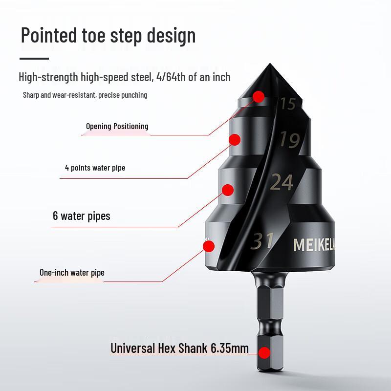 Three-Flute Hex Shank Reaming Bit for Water Pipe Repair with Phosphating Black Coating