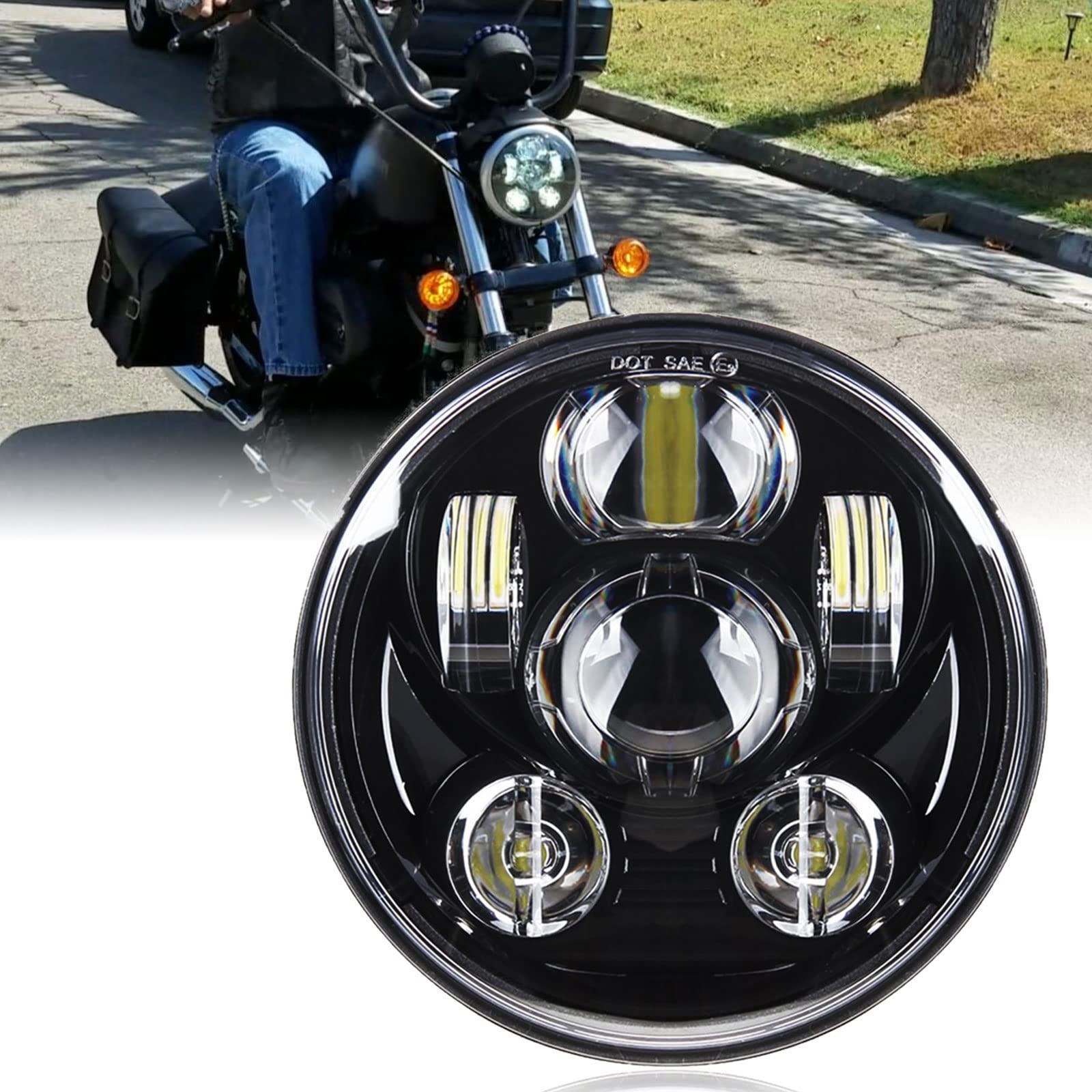 

Colight LED Retro Motorcycle Headlight with High IP68 Warranty 5.75 Hi/Lo Switching, Hi/50W, Lo/30W Switching, DRL, Brightness, 6500K, Waterproof,