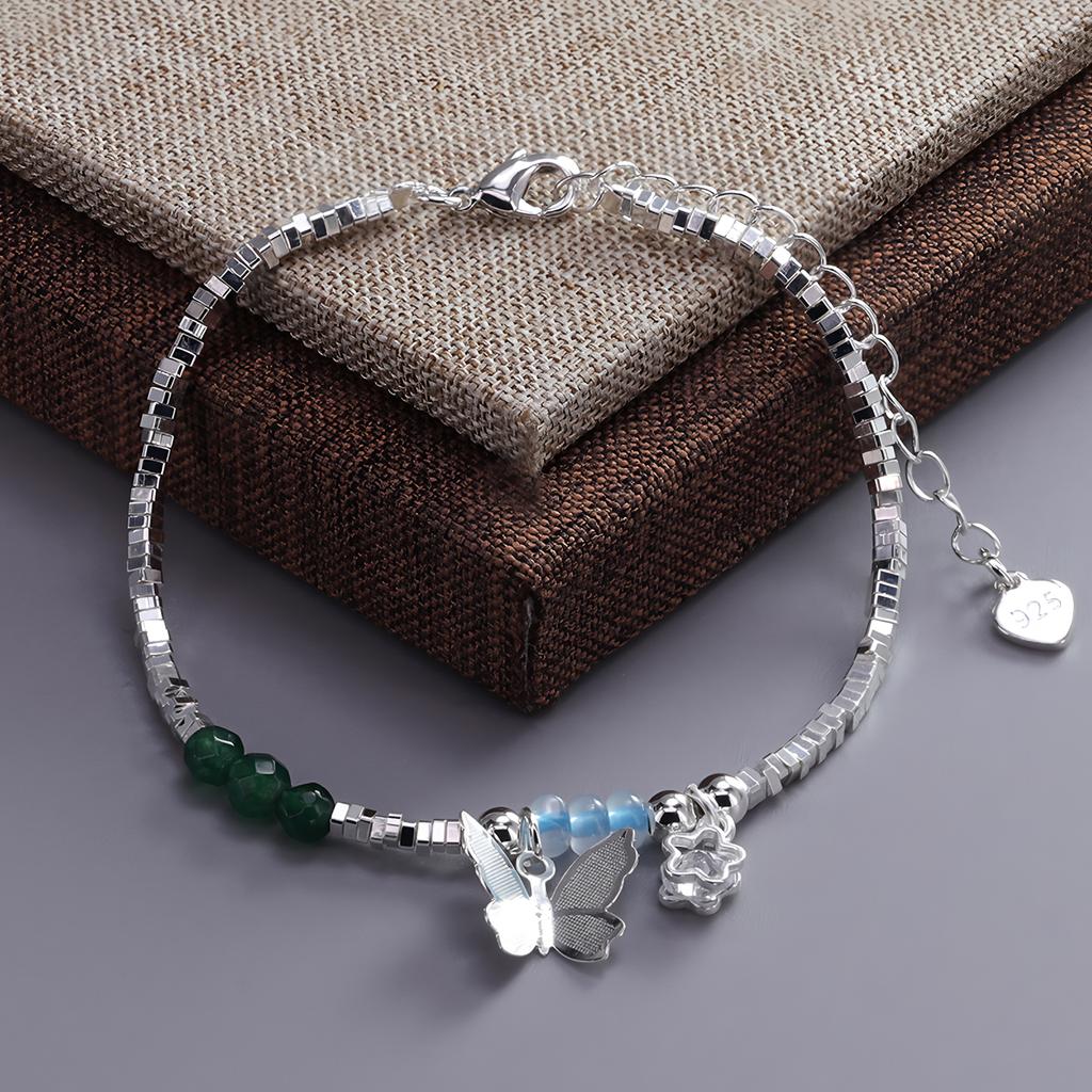 925 Silver Multicolour Bead Bracelet For Women Three Layers Geometry Drip Glaze Versatile Jewelry Dropship