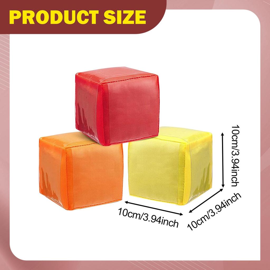 3 Pieces Dice with Clear Pockets Birthday Gift 3.9 inch Large Soft Differentiated Instruction Cubes for Teaching Stacking Blocks
