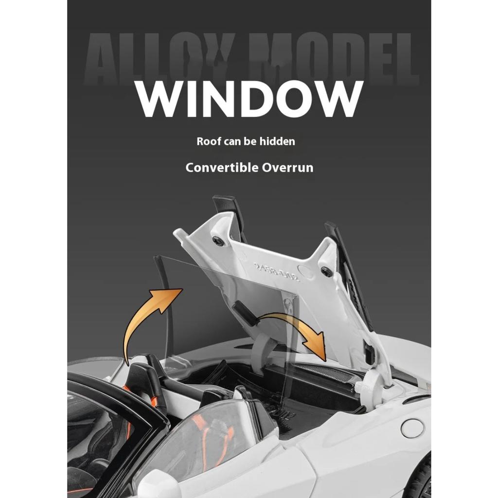 1/24 Mclaren 720S Alloy Sports Car Model with Four Wheels and Shock Absorption Function, Suitable As A Holiday Gift for Children