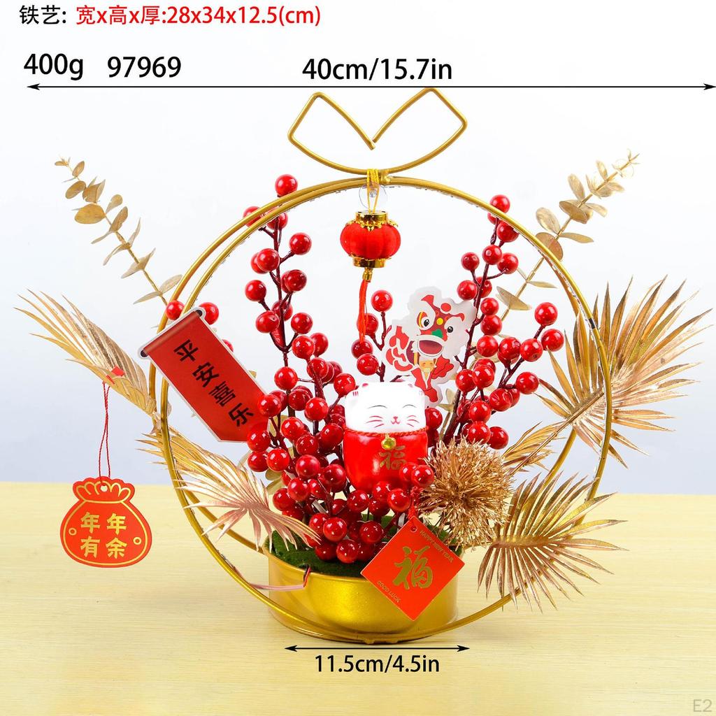Chinese Year Ornaments Desk Night Light Lighted Artificial Potted Flower for Wedding