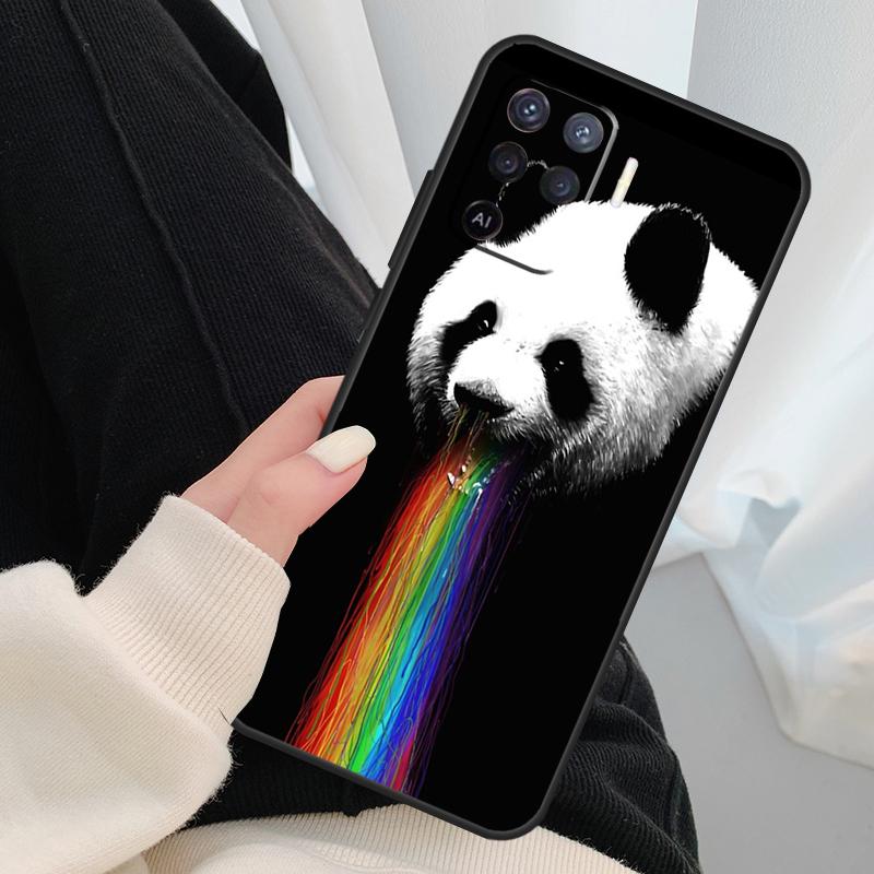 Cartoon Panda Case For Oppo A54 A74 A94 A18 A57 A17 A77 A38 A58 A78 A98 A80 A60 A40 A96 A76 A16 A15 A5 Pro