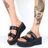 Fashion Gothic punk women's sandals optical wide heel astronomical bat slippers belt decoration 2024 new summer