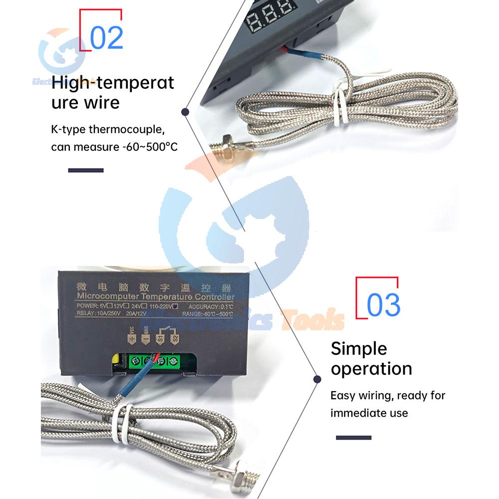 W3230 Mini Digital Temperature Controller DC 5V 12V 24V 220V K Type Thermostat Regulator Heating Cooling Control Switch