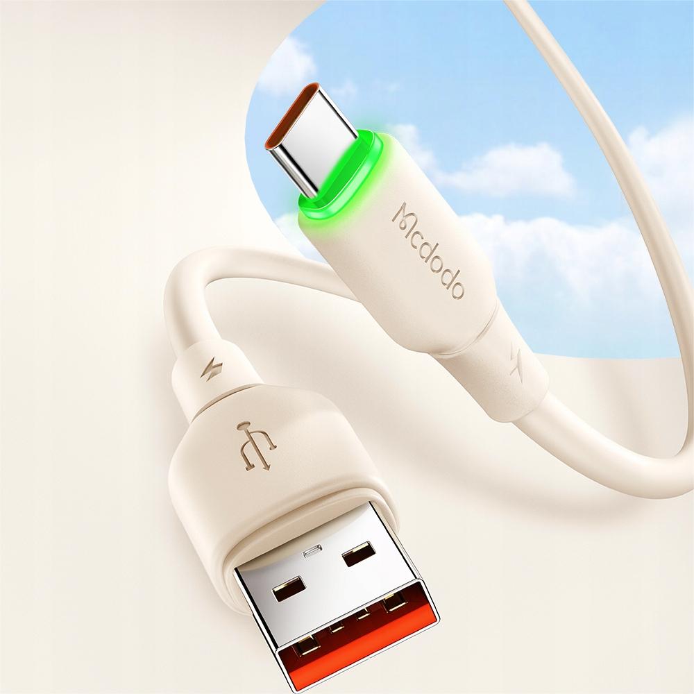 Mcdodo Usb-C Fast Charging Cable For Samsung Xiaomi Type C 6A 100W 1M Led Beige