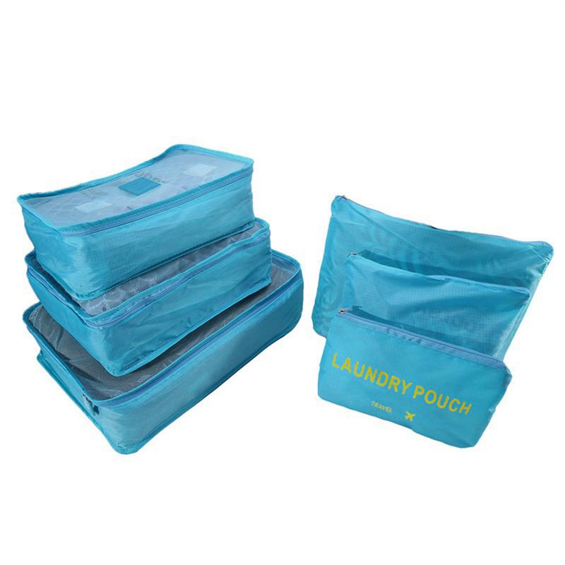 6 PCS Travel Storage Bag Set for Clothes Tidy Organizer Wardrobe Suitcase Pouch Travel Organizer Bag Case Shoes Packing Cube Bag