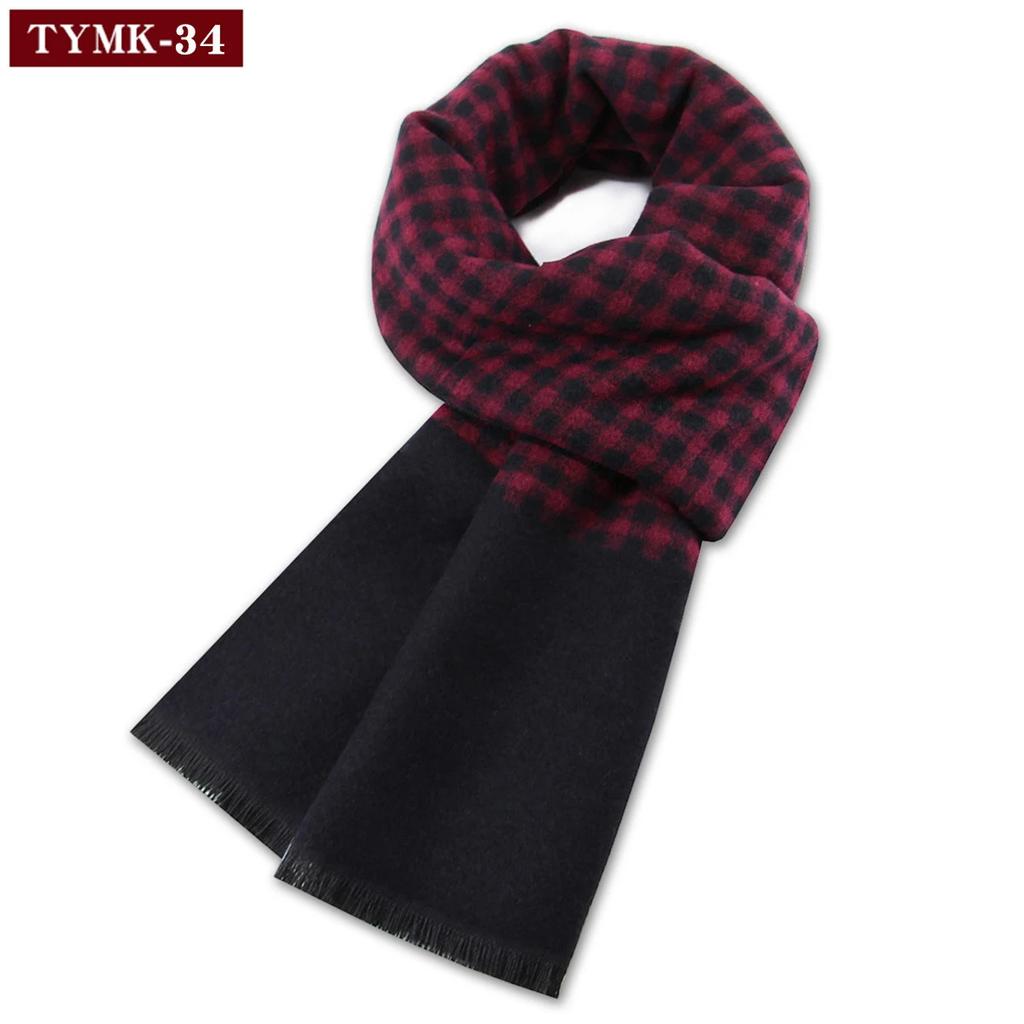 Luxury Scarf Man Winter Warm Wool Scarf for Men Cashmere Scarves Casual Plaid Male Long Pashmina Outdoor Shawls Man Muffler Gift