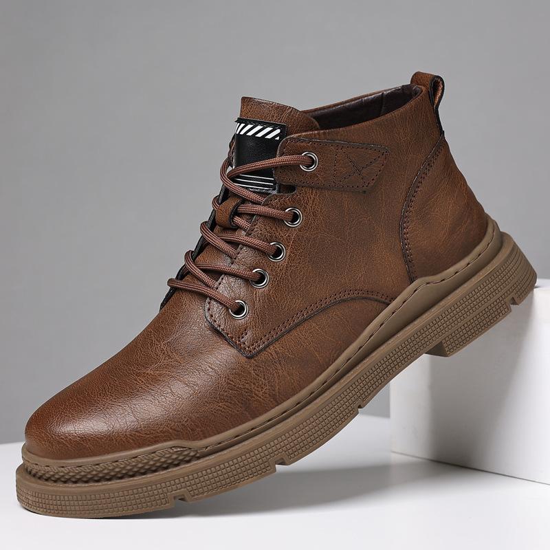 2025 Wintermode Echtleder Martin Stiefel Herren Samtverdickte Baumwollschuhe Neue lässige Herren Rutschfeste Baumwolllederschuhe