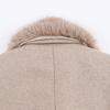Langer Damenmantel aus Wollmischung mit Kunstpelzkragen und Bindegürtel Winter Streetwear