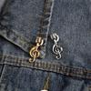 Alloy Gold & Silver Microphone Note Brooch for Backpacks