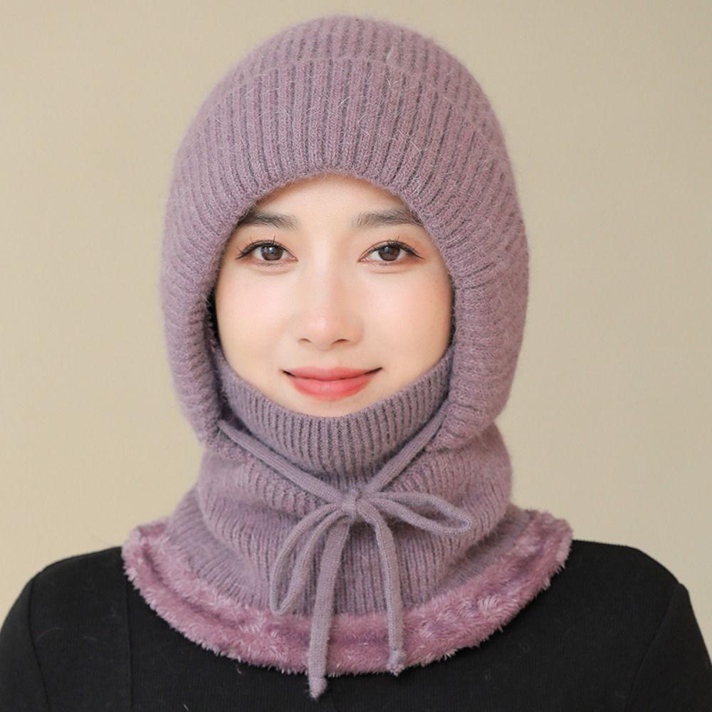 Ear Protection Knitted Balaclava Hat Neck Warmer Pullover Hats Winter Hooded Cap  All-match