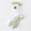 Women's Mid-calf Sports Socks, Anti-slip Yoga Socks, Fitness and Exercise Embroidered Lace Floor Grip Socks, Pilates
