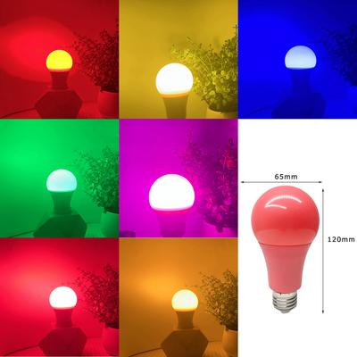 Colored LED Light Bulbs A65 5W Globe Lights E27 Socket B22 7 Color White 110V 220V 240V Plastic Bulb Decorative For Living Room