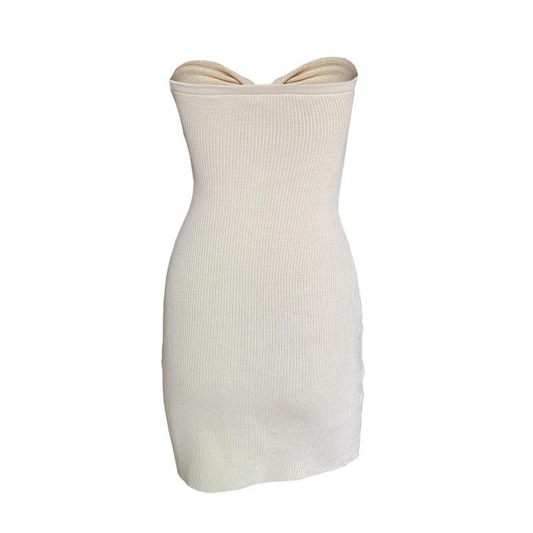 Slim Stretch Knit Cross Strapless Sleeveless Solid Color Dress for Women Spring