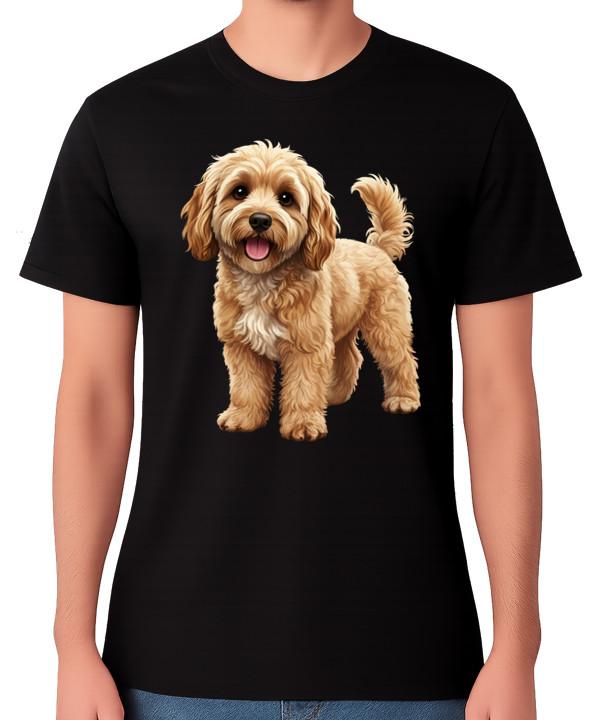 Cute Fluffy Doodle Dog Illustration Pet Lover T-Shirt Unisex Tee S разноцветный