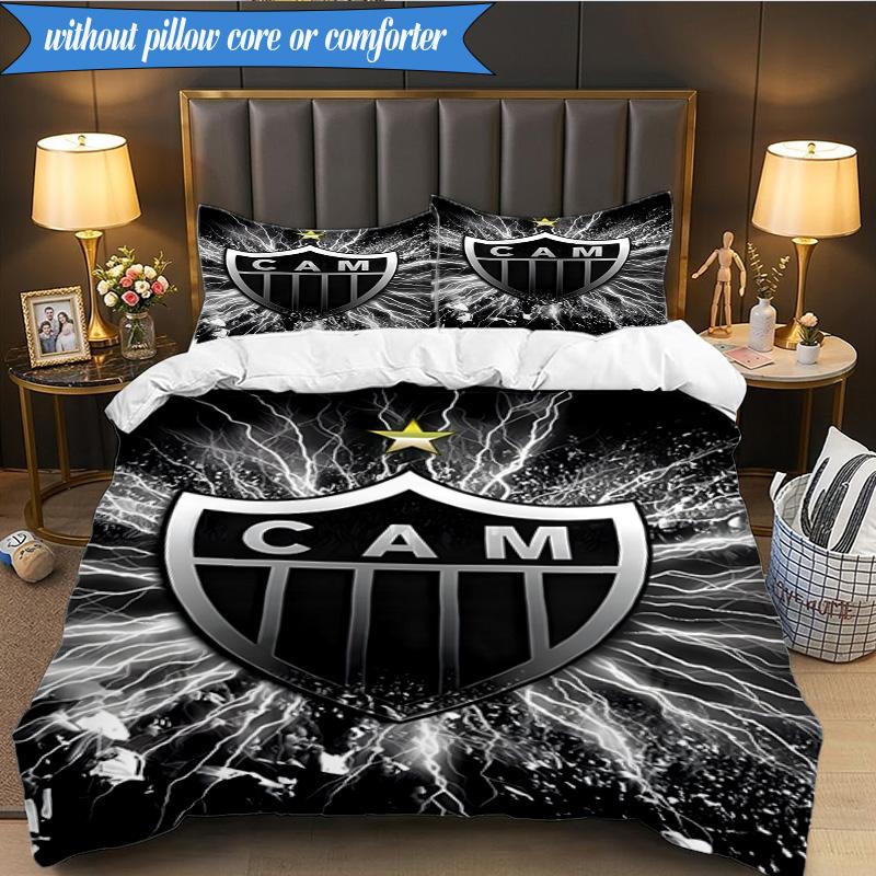 3PCS Clube Atlético Mineiro With Shield Soft Bedding Set,Including 1pc Duvet Cover And 2pcs Pillowcases Perfect for Bedroom, Dormitory, Fan gift