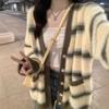 Cherry Striped College Style Knitted Cardigan for Students – Spring/Autumn
