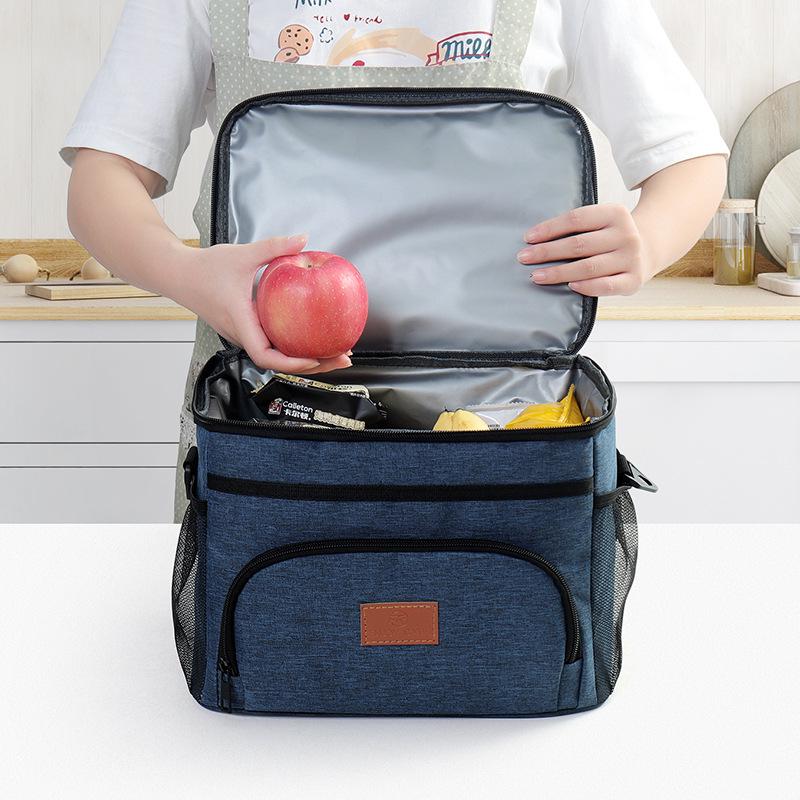 Wasserdichte Handheld Bento Lunchbox Tasche - Großes Fassungsvermögen, Doppelschichtig, Tragbar Crossbody für Camping Picknick