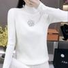 Women's Half Turtleneck Sweater with Rhinestones Solid Color Stretch Knit Pullover sweater  Autumn  Winter