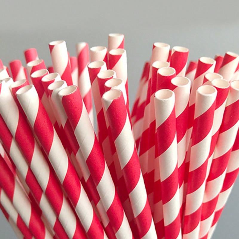 Paper Straws - Striped Straws In 16 Colors, Friendly - Non-Soggy Paper Straws