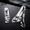 Shiny Transparent Figurine Crystal-Clear Glass Shoe Ornament High Heel Figurine