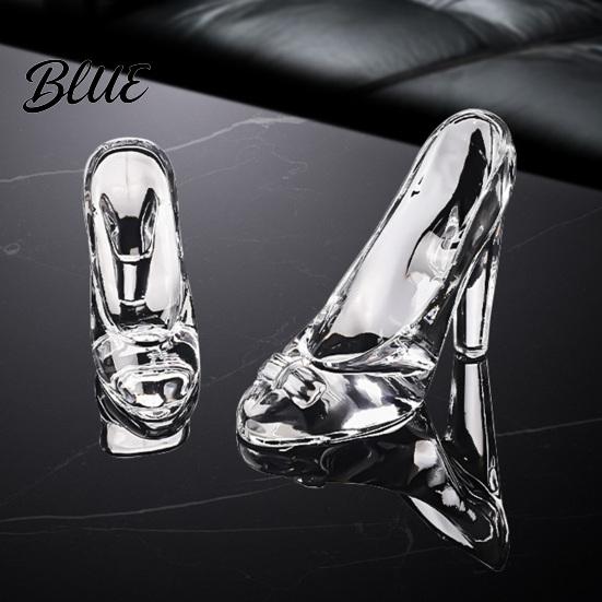 Shiny Transparent Figurine Crystal-Clear Glass Shoe Ornament High Heel Figurine