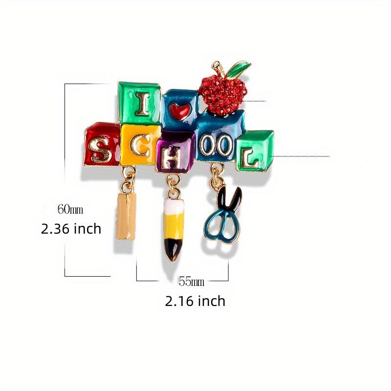 Creative Women Men Colorful Enamel Words Apple Crystal Badges Pin Fashion Lady Clothing Coat Accessories Brooch