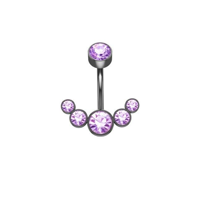 New Stainless Steel Colored Round Zircon Rhinestones Crystal Belly Button Ring Tassel Pendant Belly Button Body Jewelry Piercing
